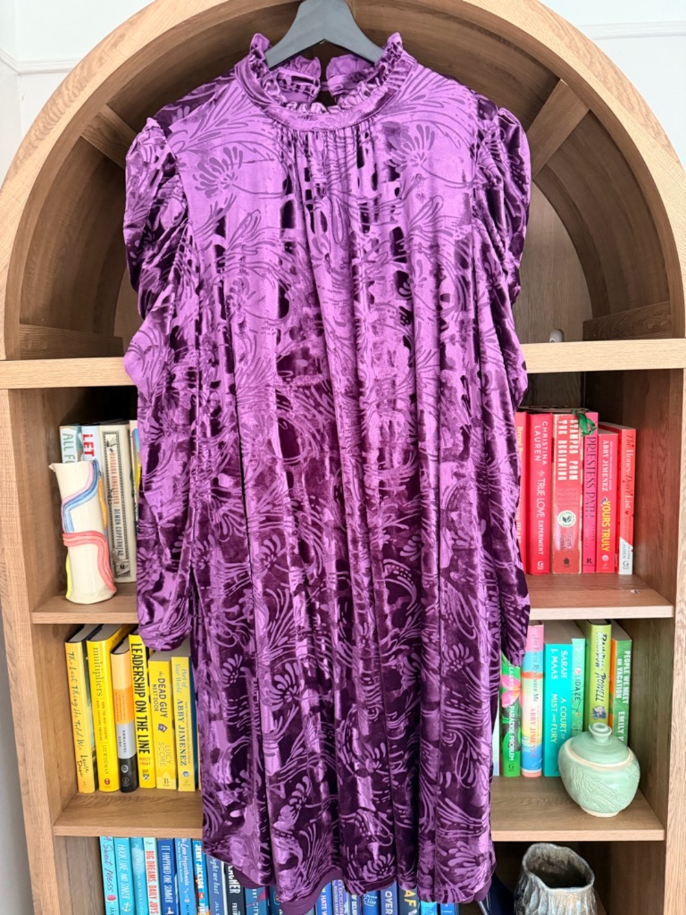 Modcloth Purple Velvet Burnout Floral Skirt